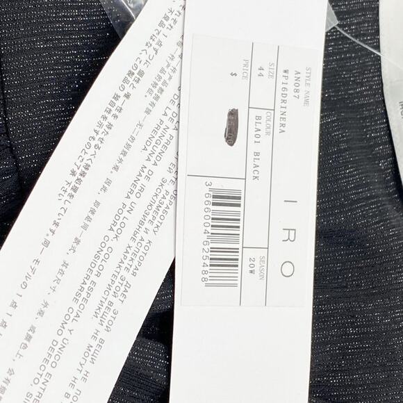 NEW IRO‎ Womens 44 (12) Drinera Puff-Sleeve Crop Top Shimmery Black Front Tie - Picture 7 of 10